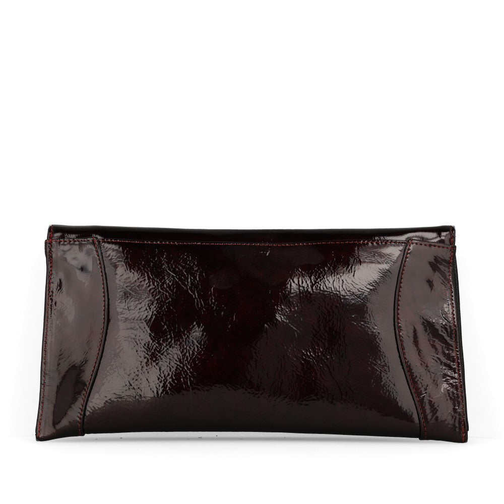 Ladies 0002 2894 Burgandy Patent Leather Clutch bag
