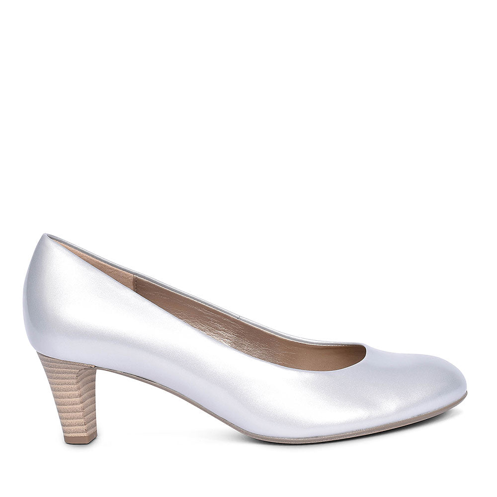 GABOR MID HEEL COURT SHOE FOR WOMEN in SILVER