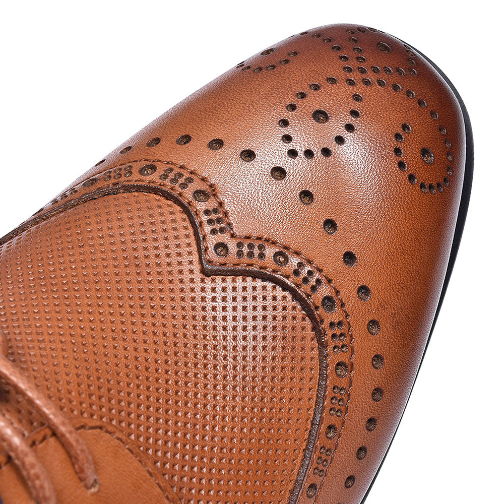 Twickenham Punched Detail Brogue For Boys In Tan