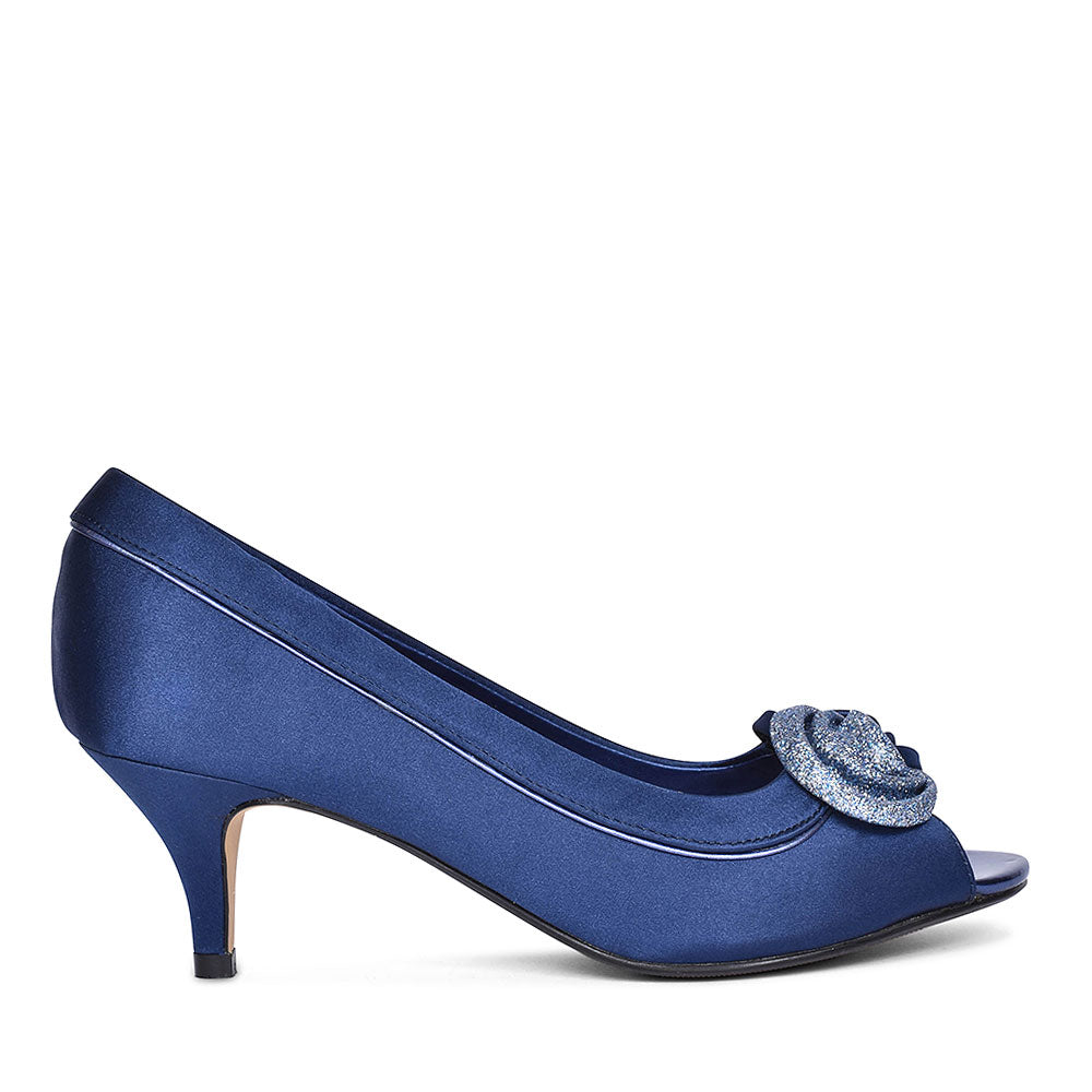LUNAR LADIES RIPLEY FLR222 LOW HEEL COURT SHOE in NAVY