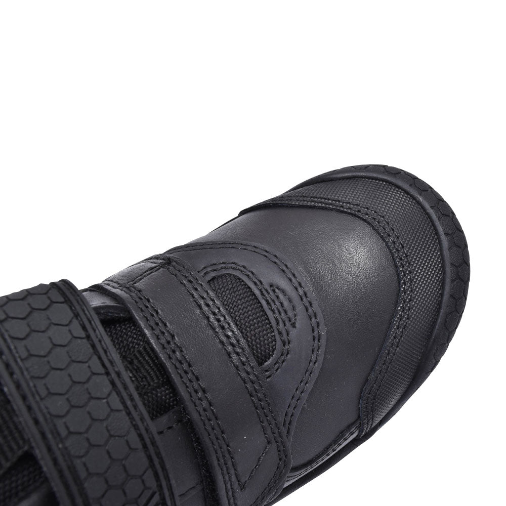 Strike Black Leather Velcro Shoe For Boys In Kids E Fit