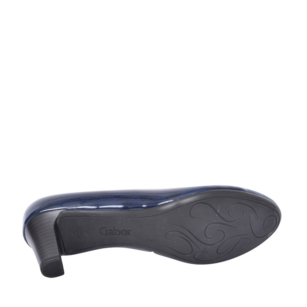 Ladies Piquet 400 Medium Heel Patent Court Shoe In Navy