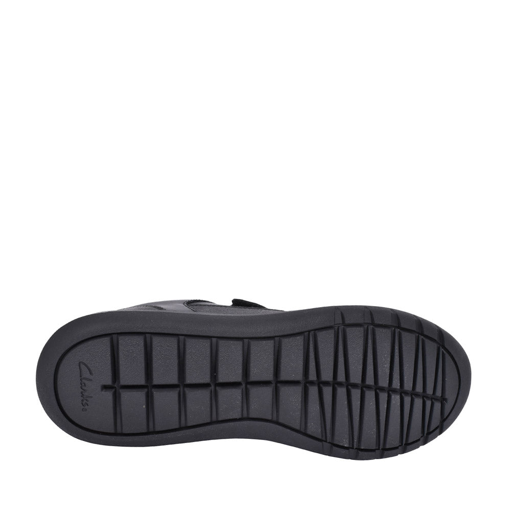 Boys Scape Flare Black Leather Velcro Shoe In Kids G Fit