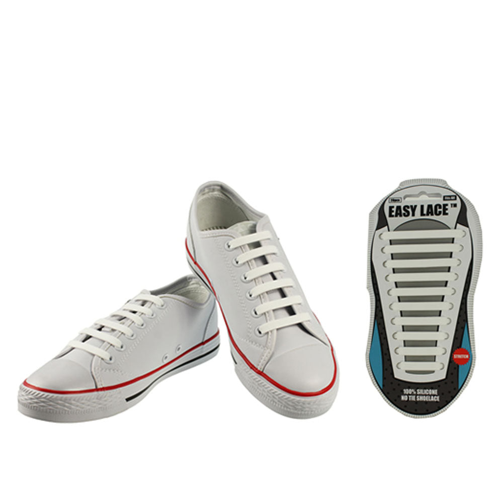 Eas210 Adults Carded Flat Silicone Laces In White