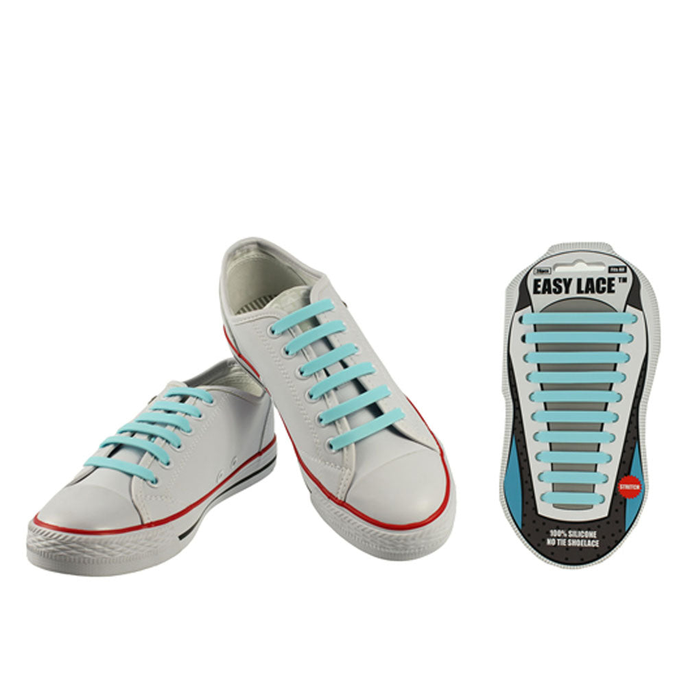 Eas210 Adults Carded Flat Silicone Laces In Sky Blue