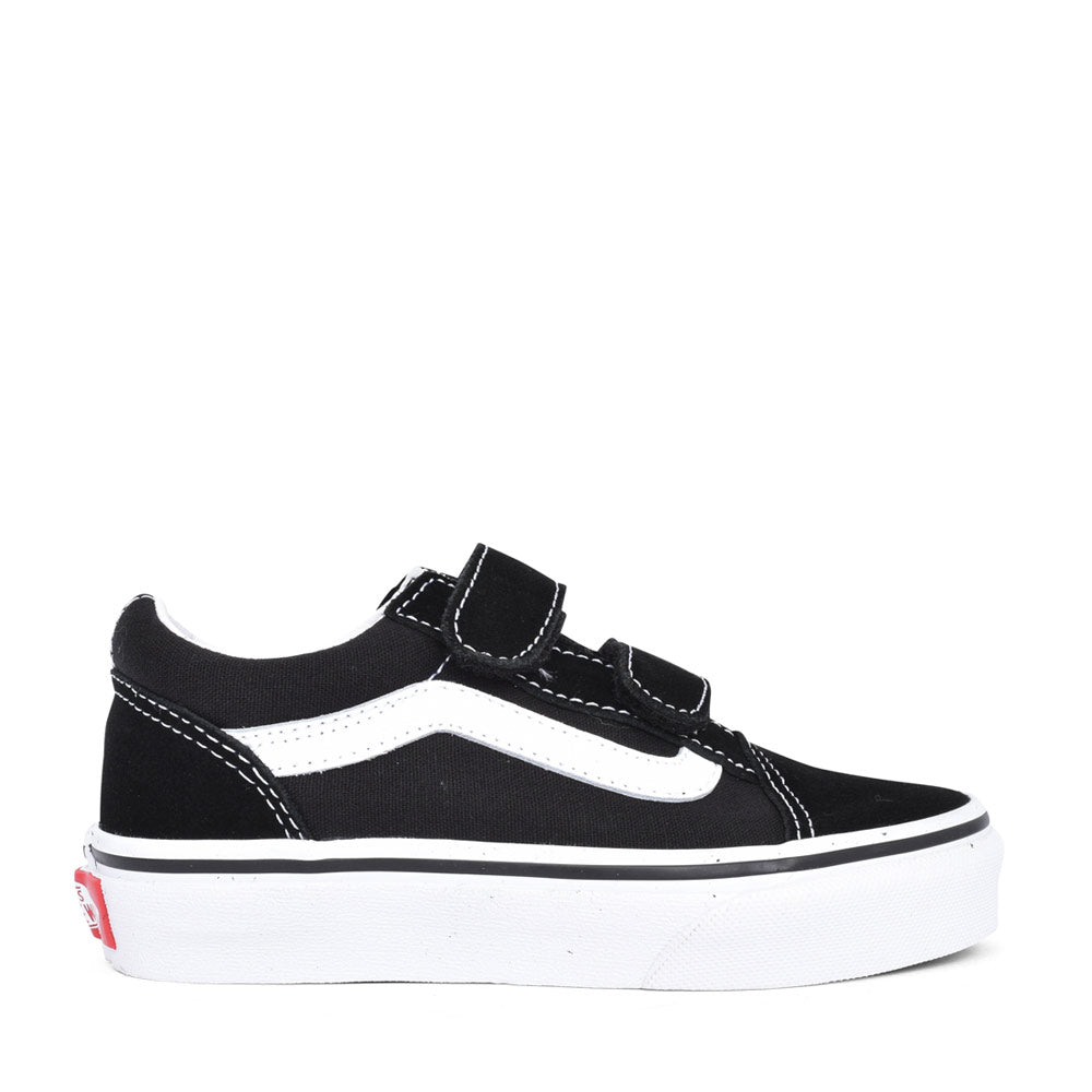 Unisex Junior Old Skool Double Velcro Shoe In Black
