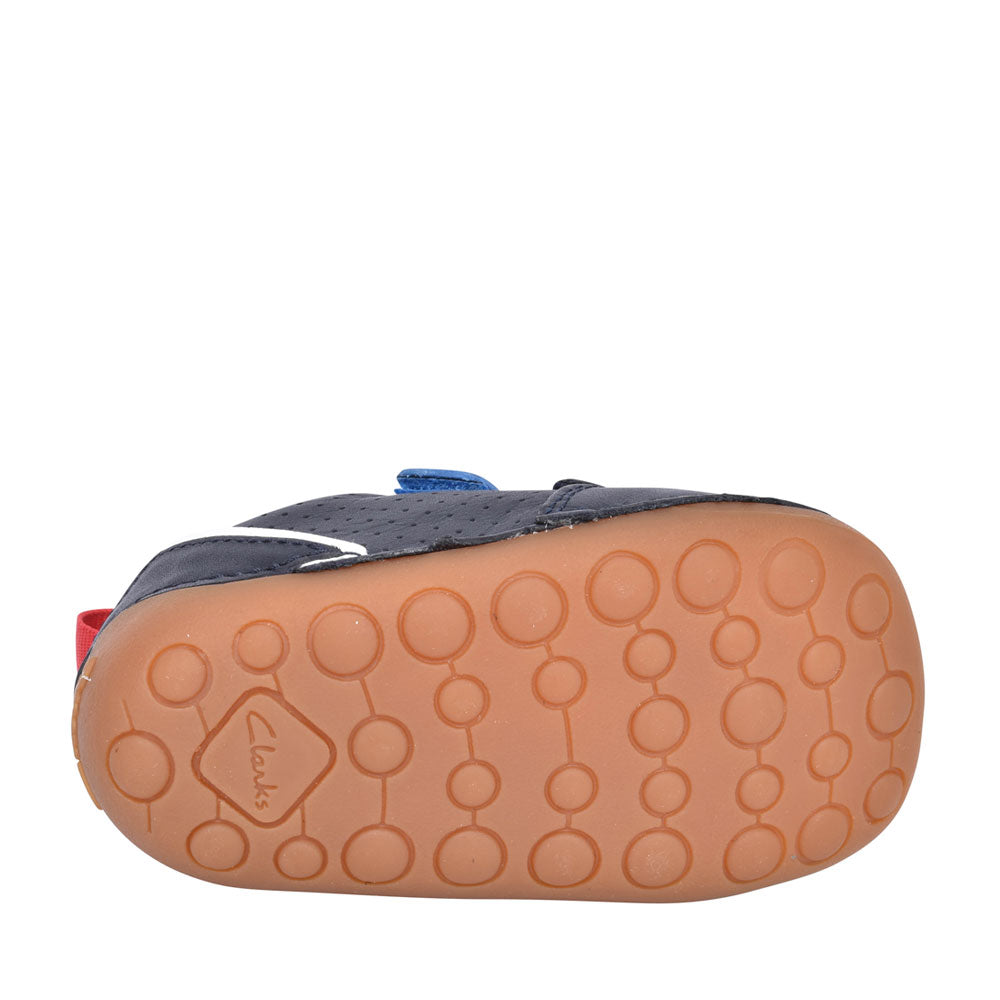 Boys Tiny Sky Navy Leather Velcro Shoe In Kids F Fit