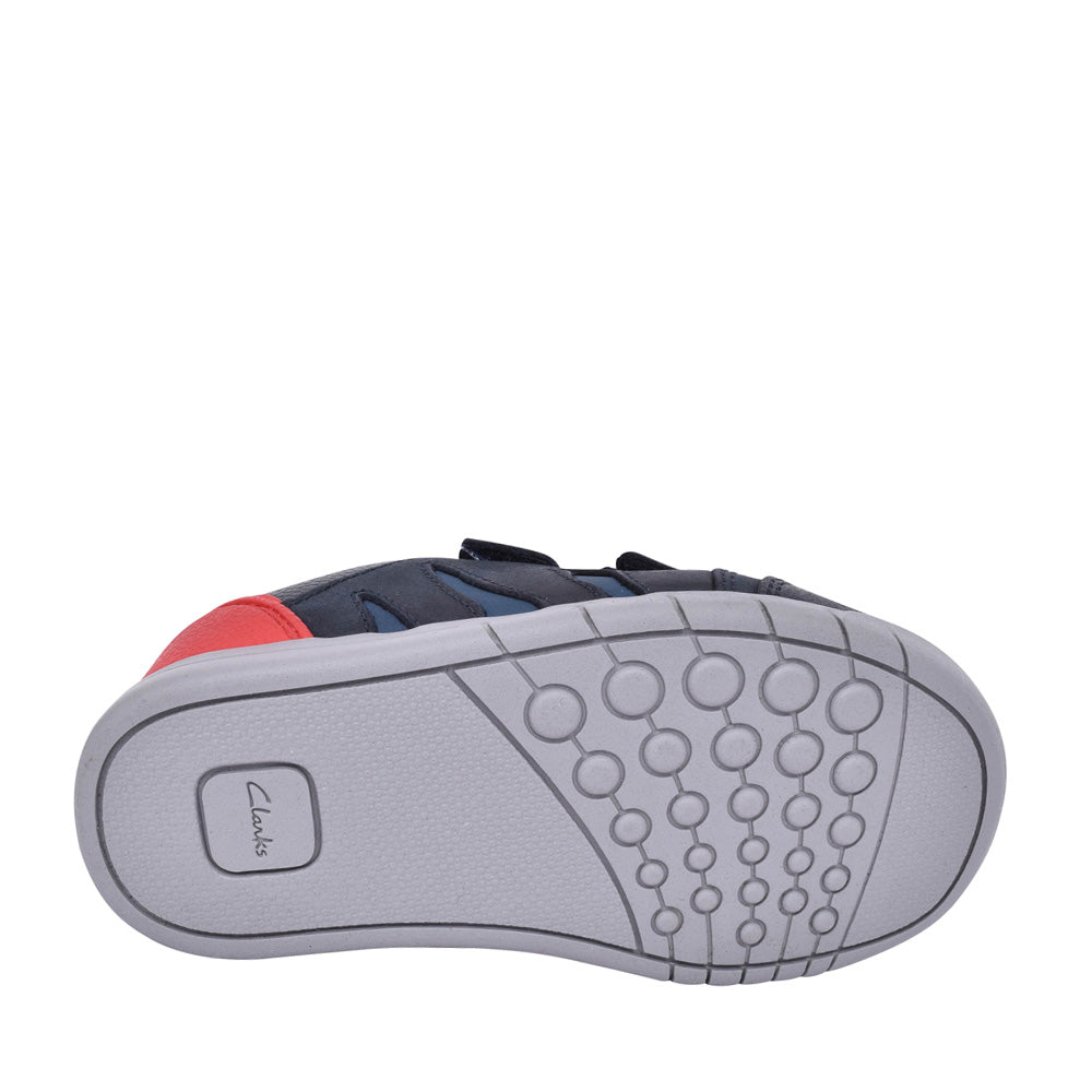 Boys Rex Play Navy/red Leather Shoe In Kids F Fit