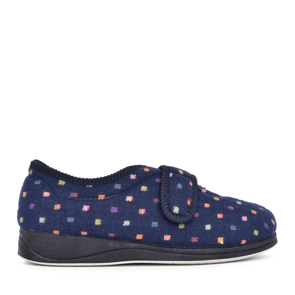 Ladies Camilla 447 Wide Fit Spotty Slipper In Navy