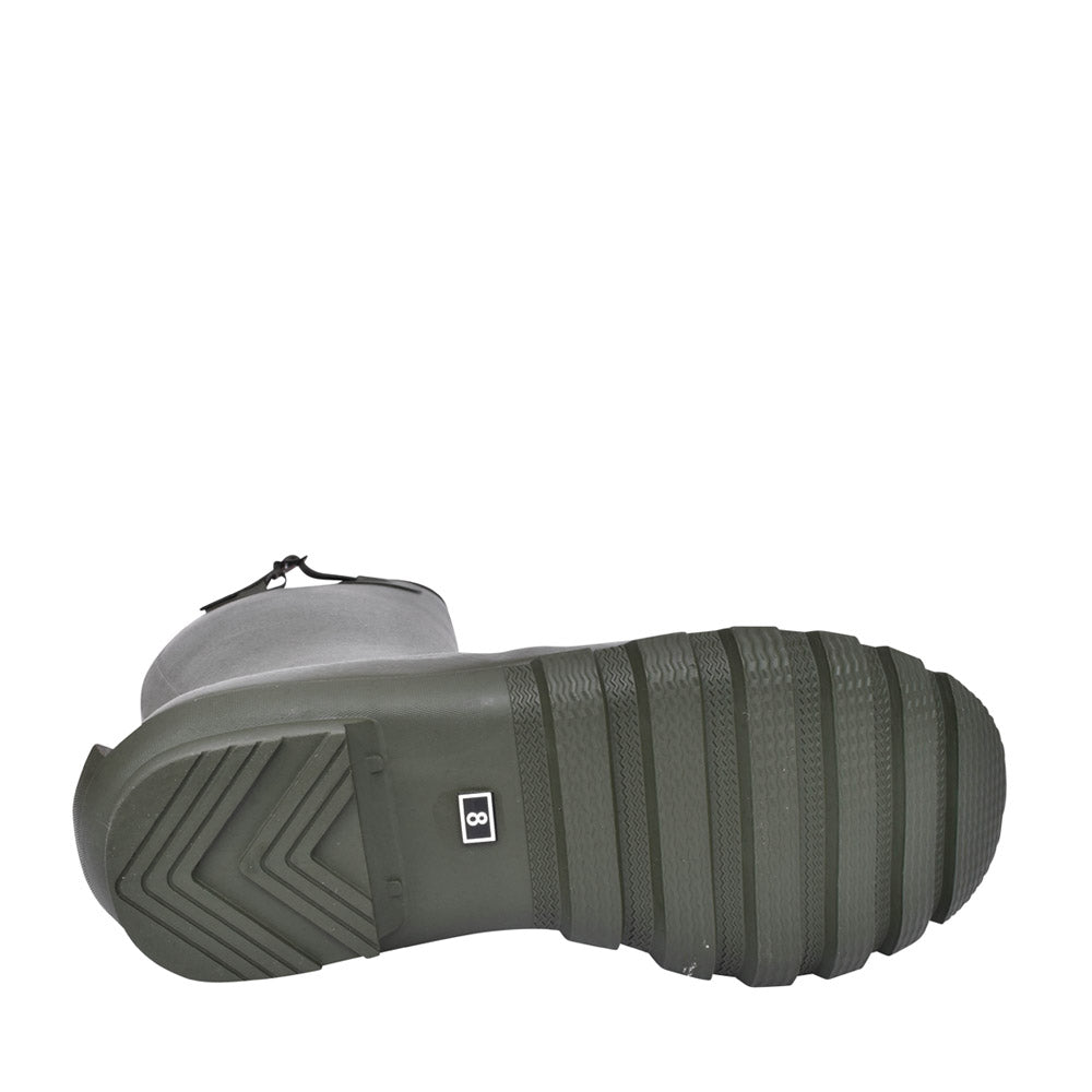 Mens Bede Tartan Lined Welly Boot In Olive