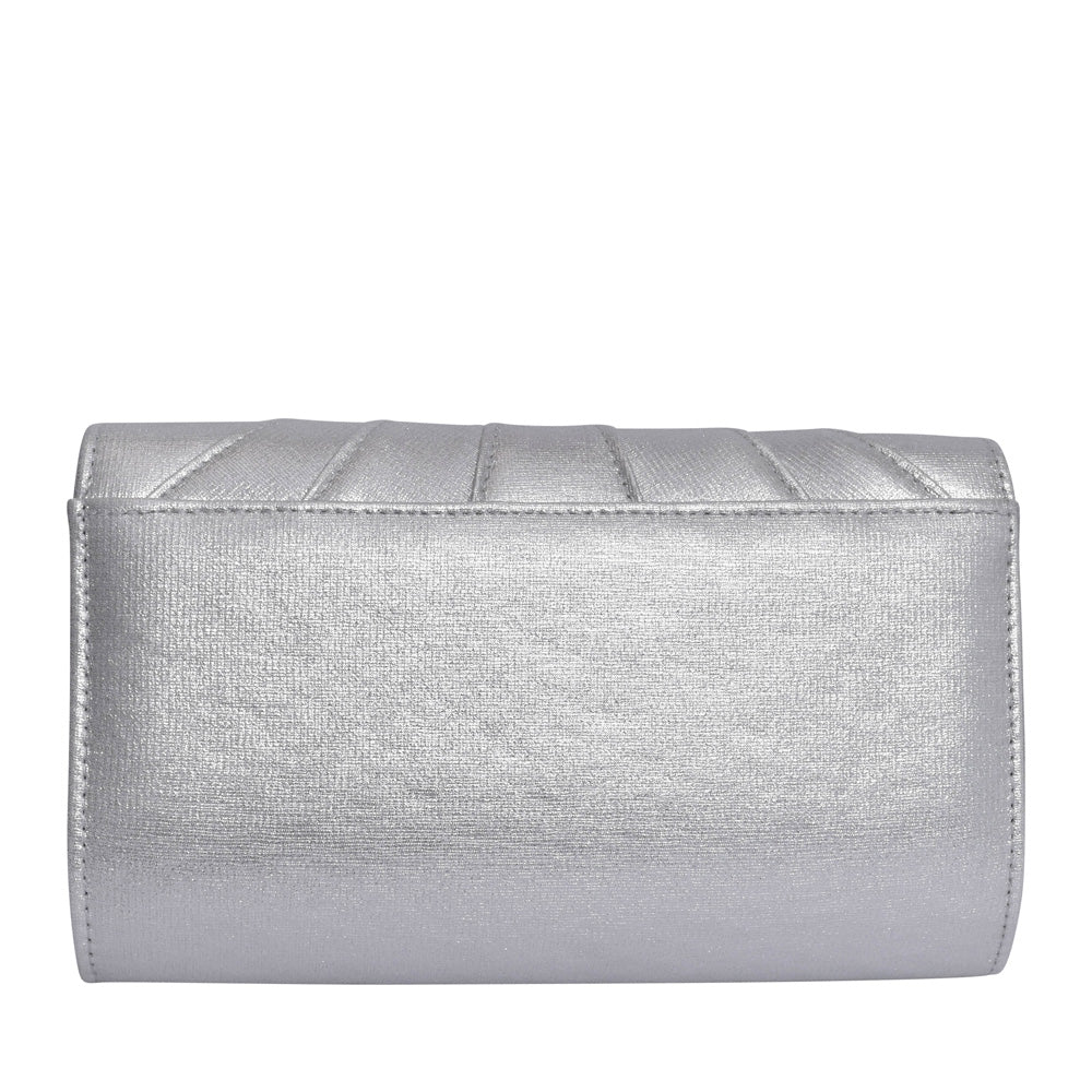 Ladies Aria Ulg019 Clutch Bag In Silver