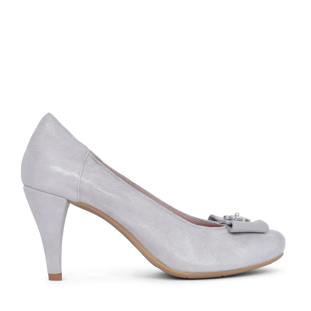 Ladies 4012 Medium Heel Court Shoe In Grey
