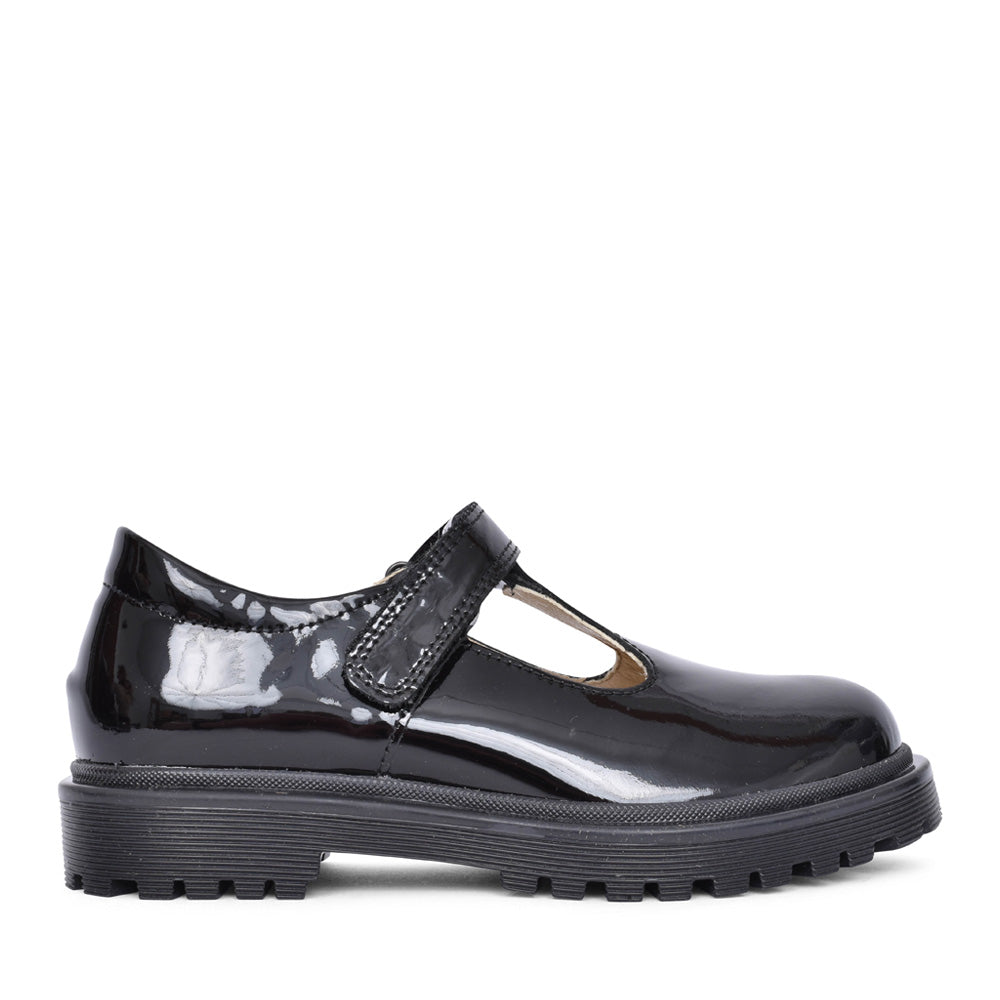 Girls Lea G3140113-1 Patent T-bar Shoe In Blk Patent