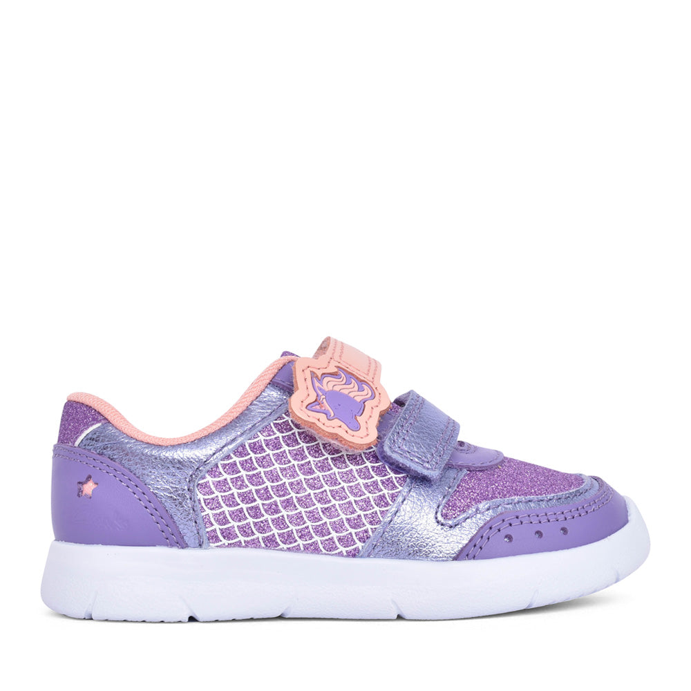 Girls Ath Horn T Purple Interest Velcro Shoe In Kids F Fit