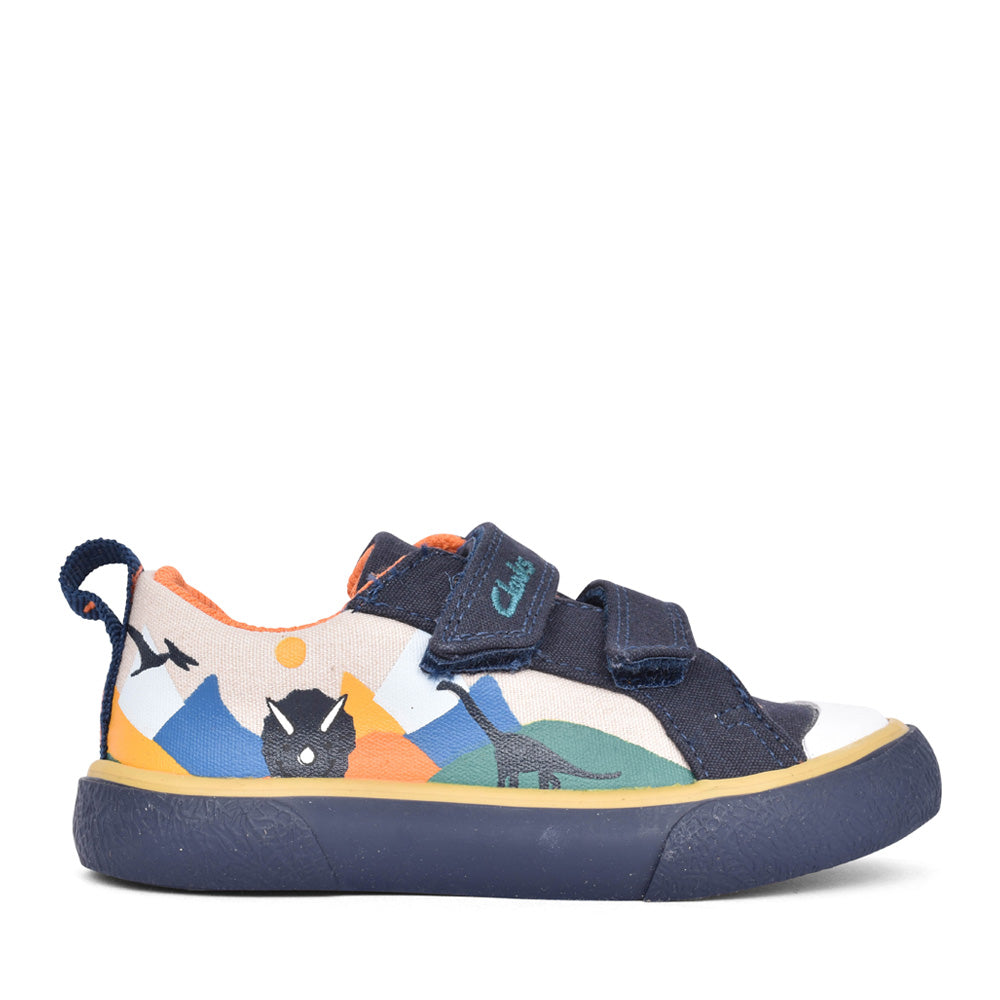 Girls Foxing Play T Navy Canvas Velcro Shoe In Kids F Fit