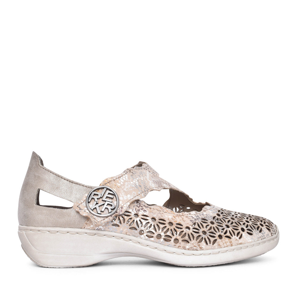 Ladies 413g4 Velcro Shoe In Metallic