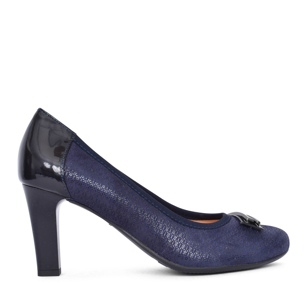 Ladies 5402 G-fit Medium Heel Court Shoe In Navy