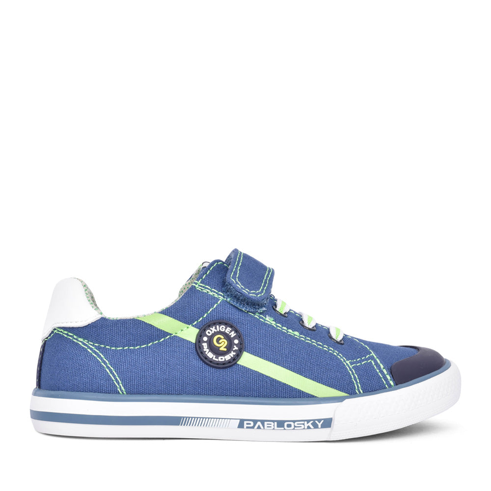 Boys 976010 Velcro Canvas Shoe In Blue