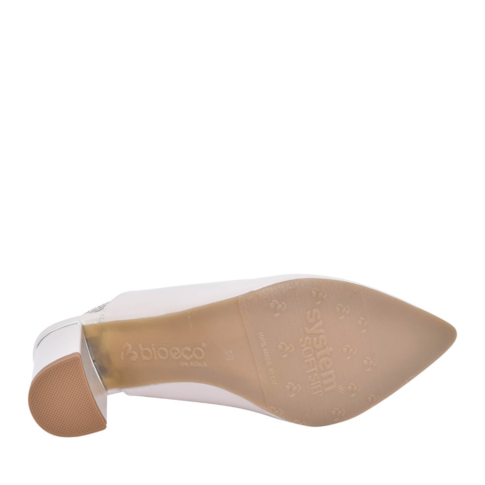 Ladies 4090 G-fit Medium Heel Sling Back Court Shoe In Pearl