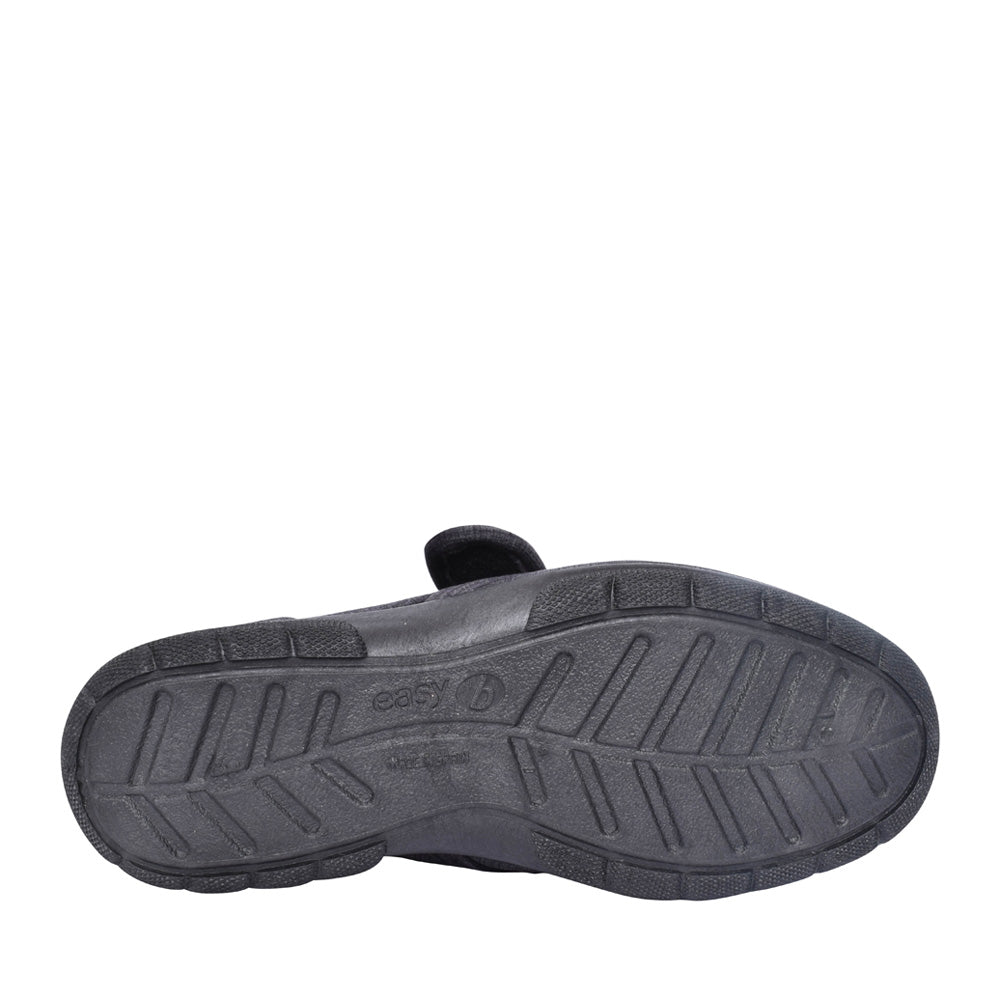 Mens Hallam 84008 6V Extra Wide Velcro Slipper In Black