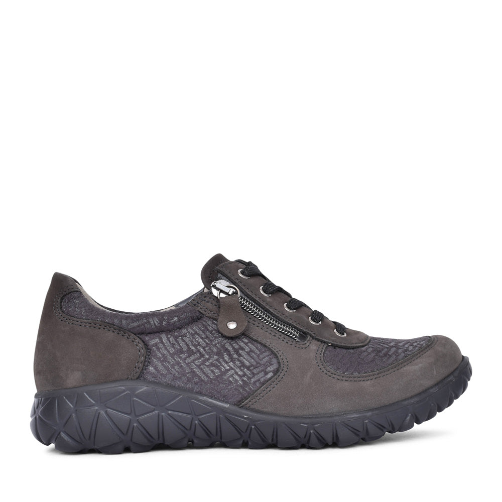 Ladies H89001 Havy Soft Laced Trainer In Dark Grey