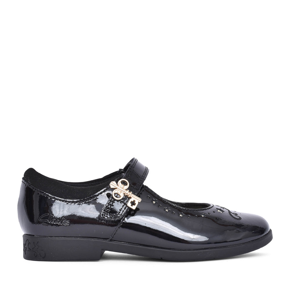 Girls Lock Magic K Black Patent Velcro Shoe In Kids G Fit