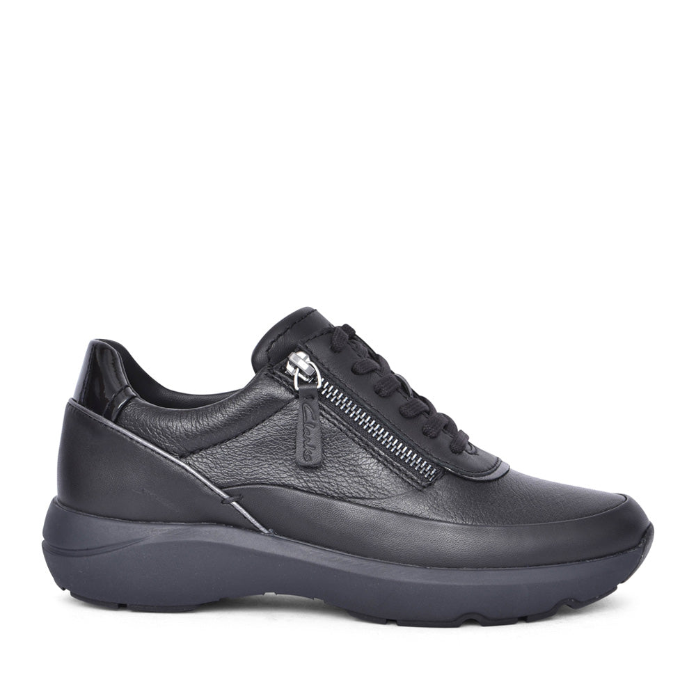 Ladies Tivoli Zip D-fit Laced Shoe In Black