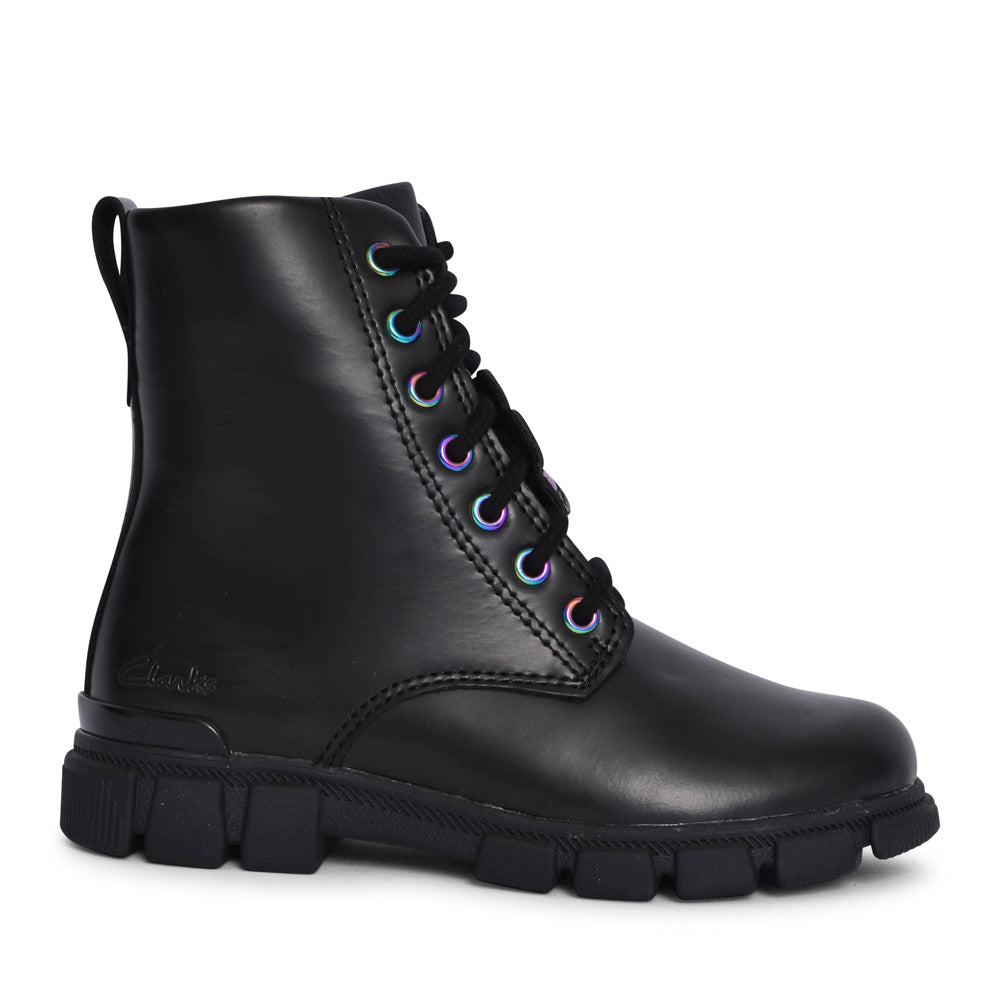 Girls Evyn Top Black Ankle Boot In Kids G Fit