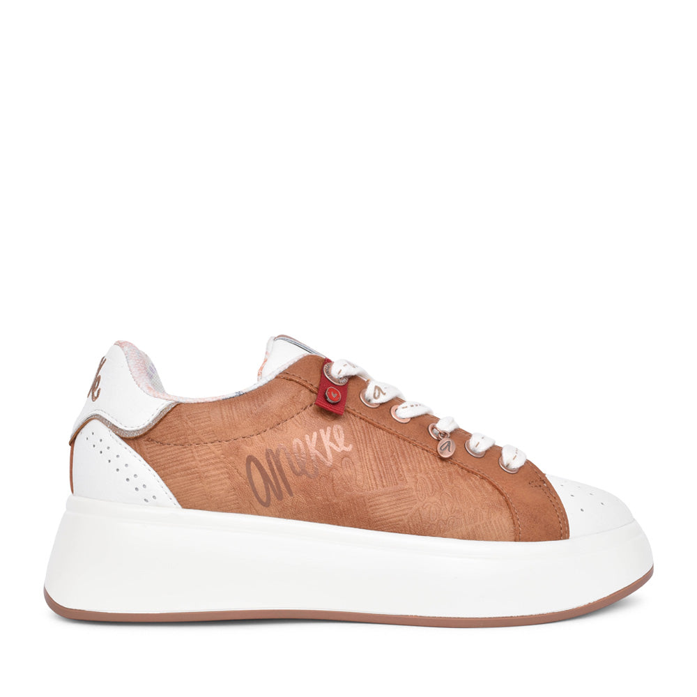 Ladies 38390-316 Laced Trainer In Tan