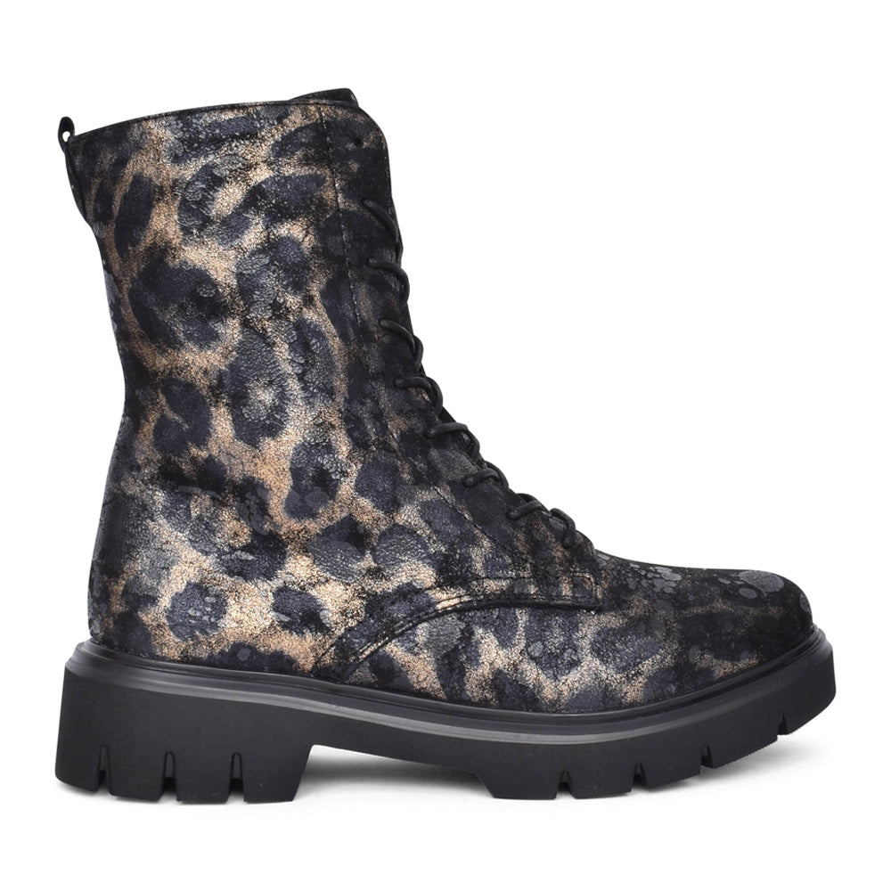 Ladies D1w72 Laced Ankle Boot In Black Multi