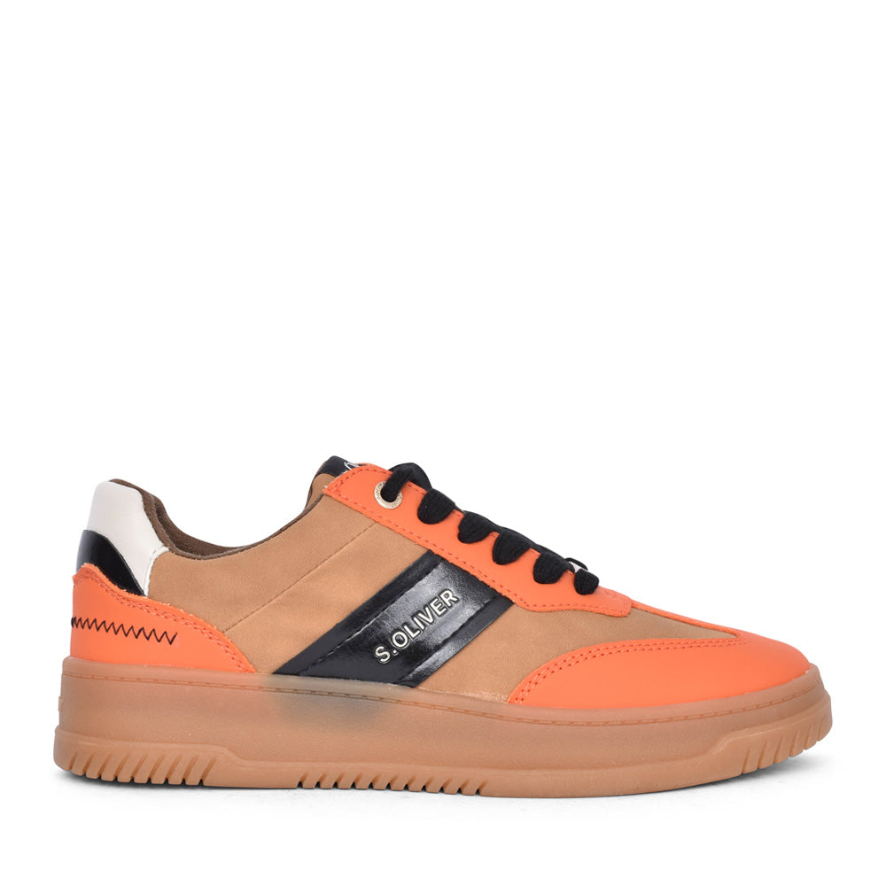 Ladies 5-23623 Laced Trainer In Orange