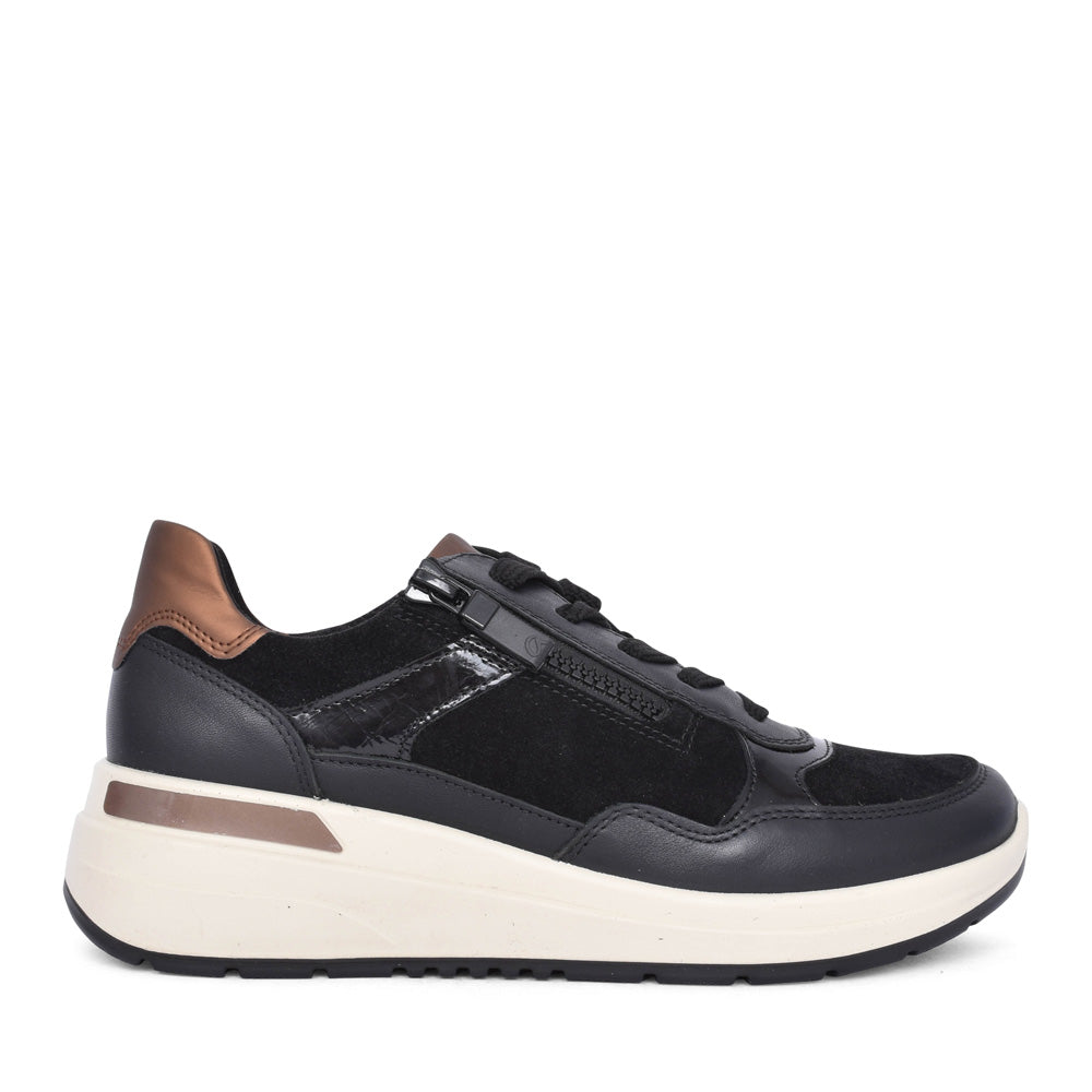 Ladies 12-57702 Garda Laced Trainer In Black
