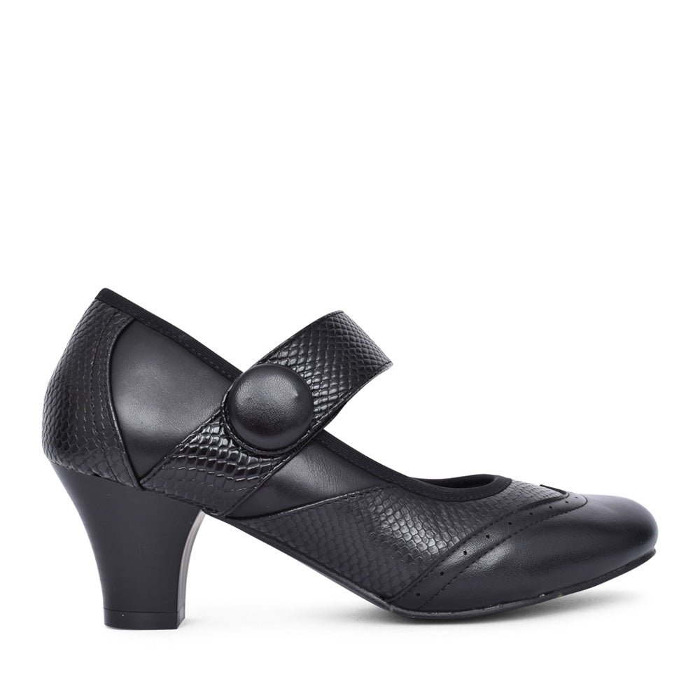Ladies Bfr61102 Heeled Shoe In Black