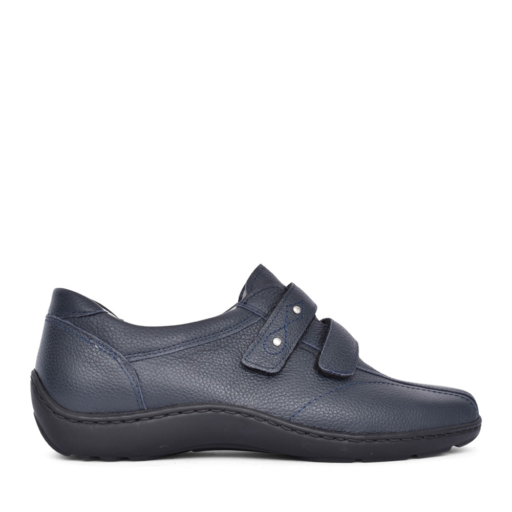 Ladies 496301 Henni Double Velcro Shoe In Navy