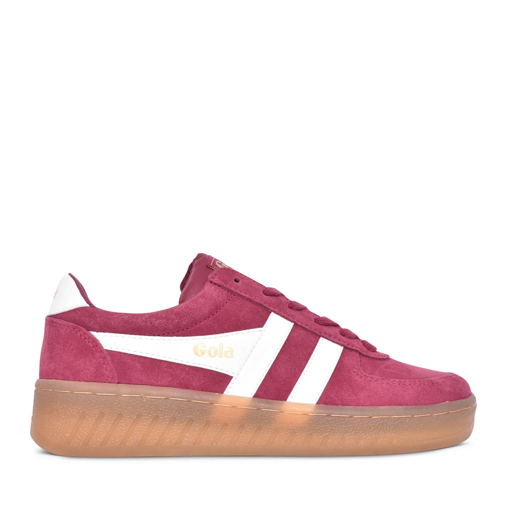 Ladies Grandslam Cla589 Laced Suede Trainer In Cerise