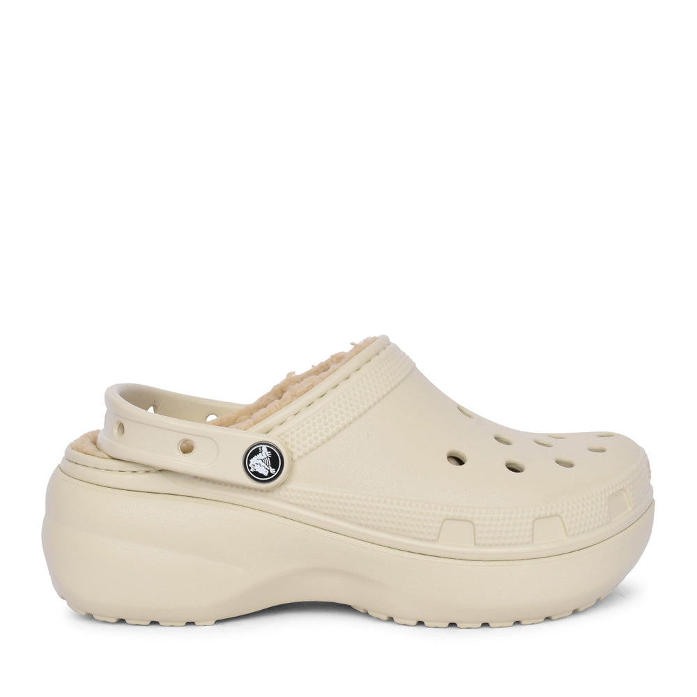 Ladies 207938 Classic Platform Lined Clog In Bone