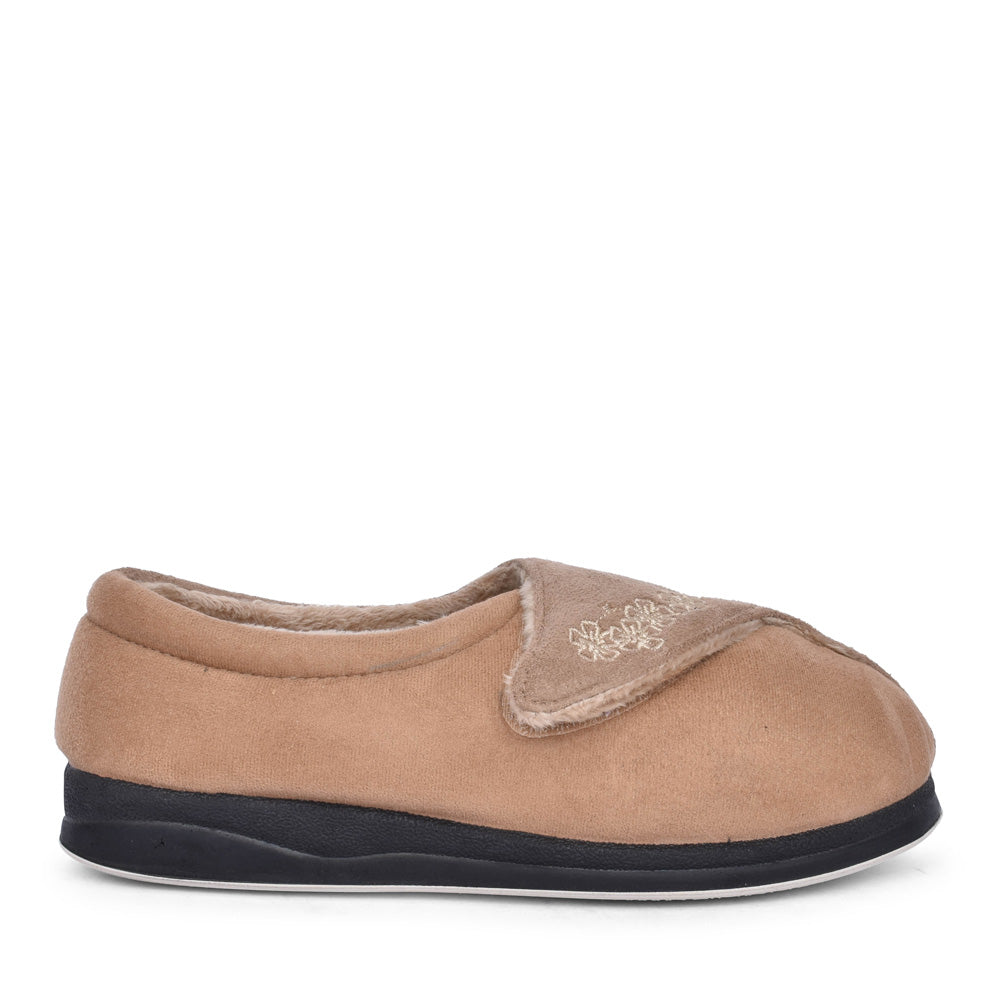 Ladies Hug 424n Combi Wide Fit Slipper In Taupe