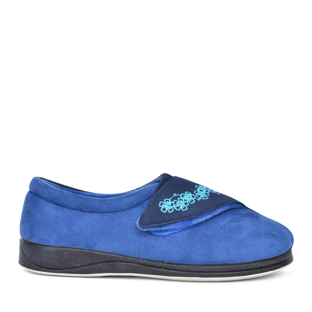 Ladies Hug 424n Combi Wide Fit Slipper In Blue