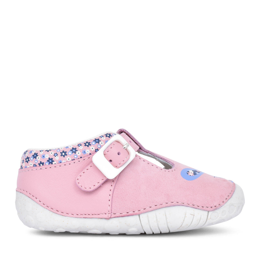 Girls Little Paws Pink Leather T-bar Shoe In Kids G Fit