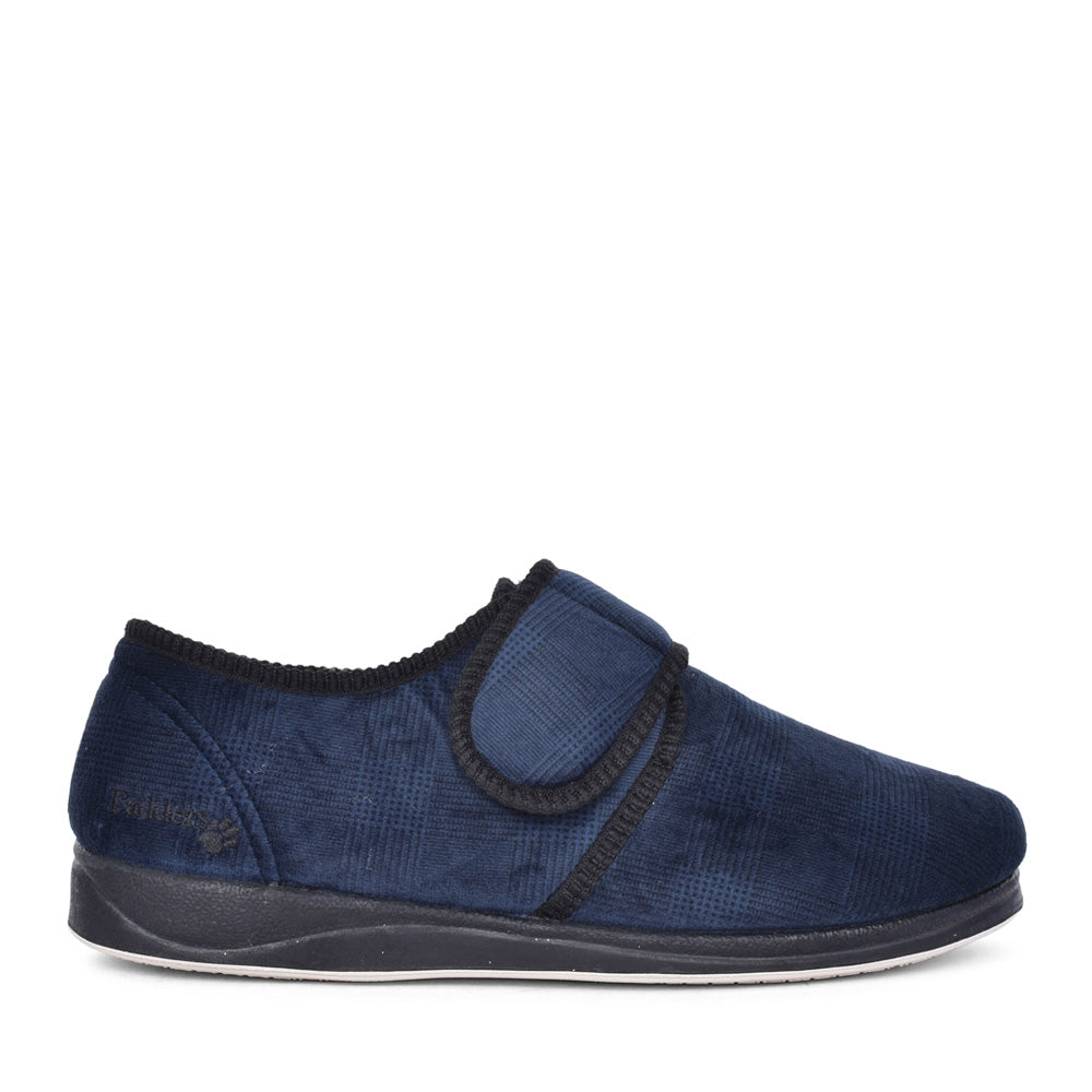 Mens Charles 411s-02 Check Velcro Slipper In Navy