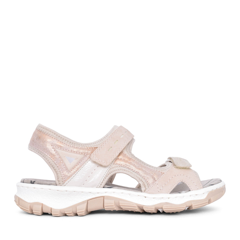 Ladies 68866 Double Velcro Sandal In Rose