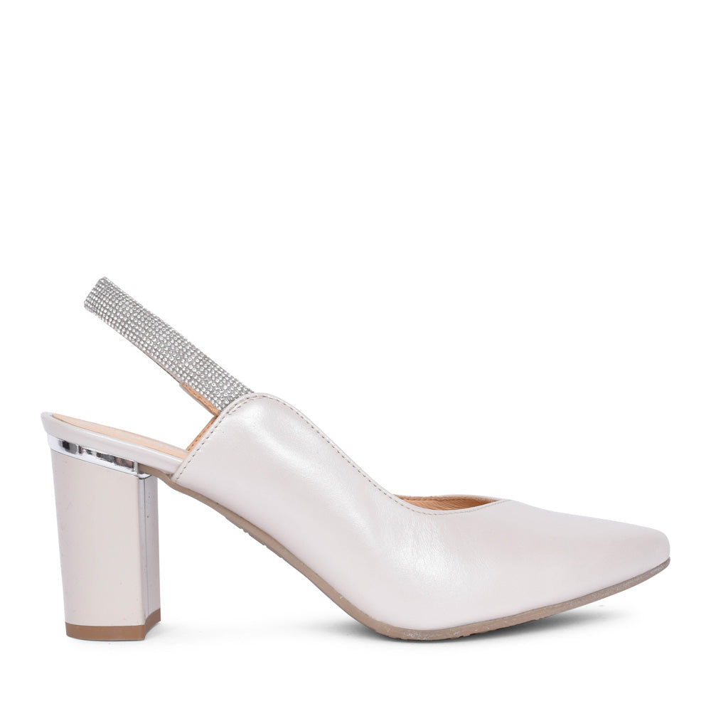 Ladies 4186 G-fit Medium Heel Court Shoe In Pearl
