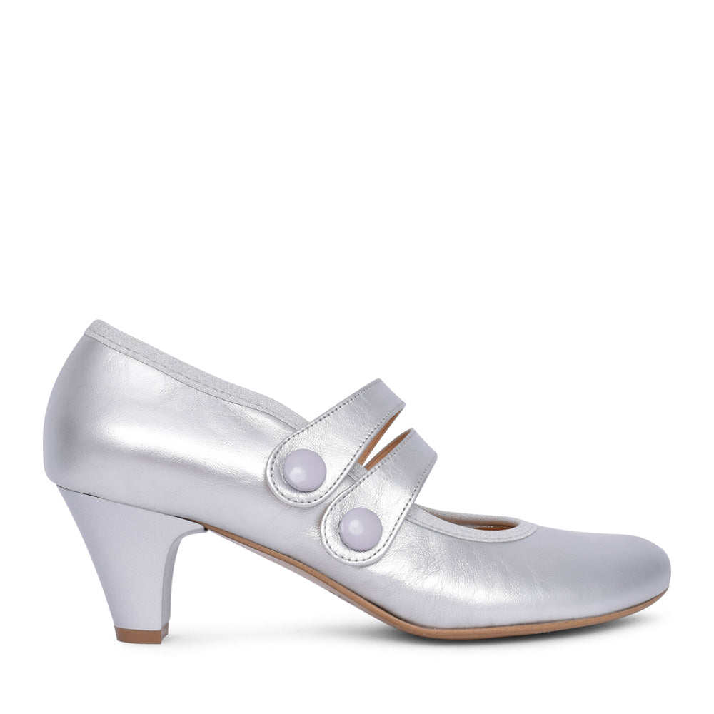 Ladies 5536 G-fit Mary Jane Court Shoe In Silver