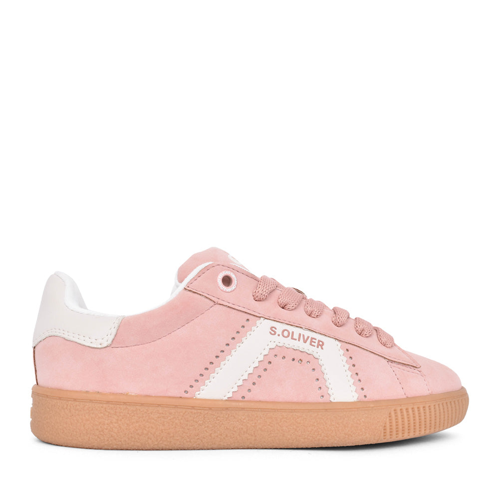 Ladies 5-23633 Laced Trainer In Rose