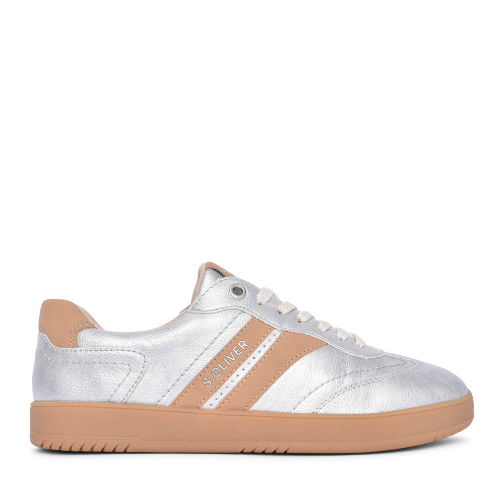 Ladies 5-23652 Laced Trainer In Silver
