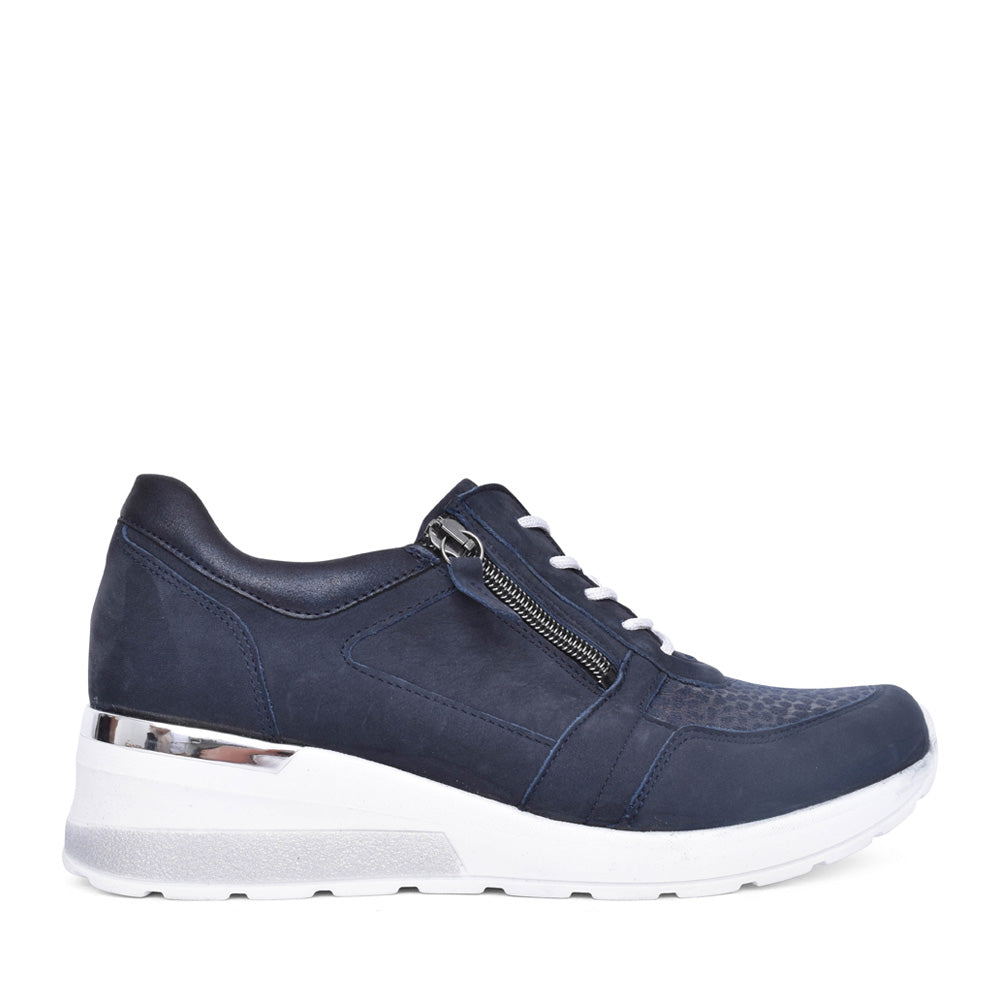 Ladies 939h01 Navy H-clara H-fit Laced Trainer In Navy