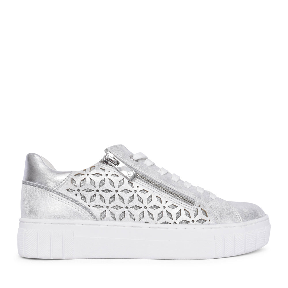 Ladies 2-23701 Laced Trainer In Grey