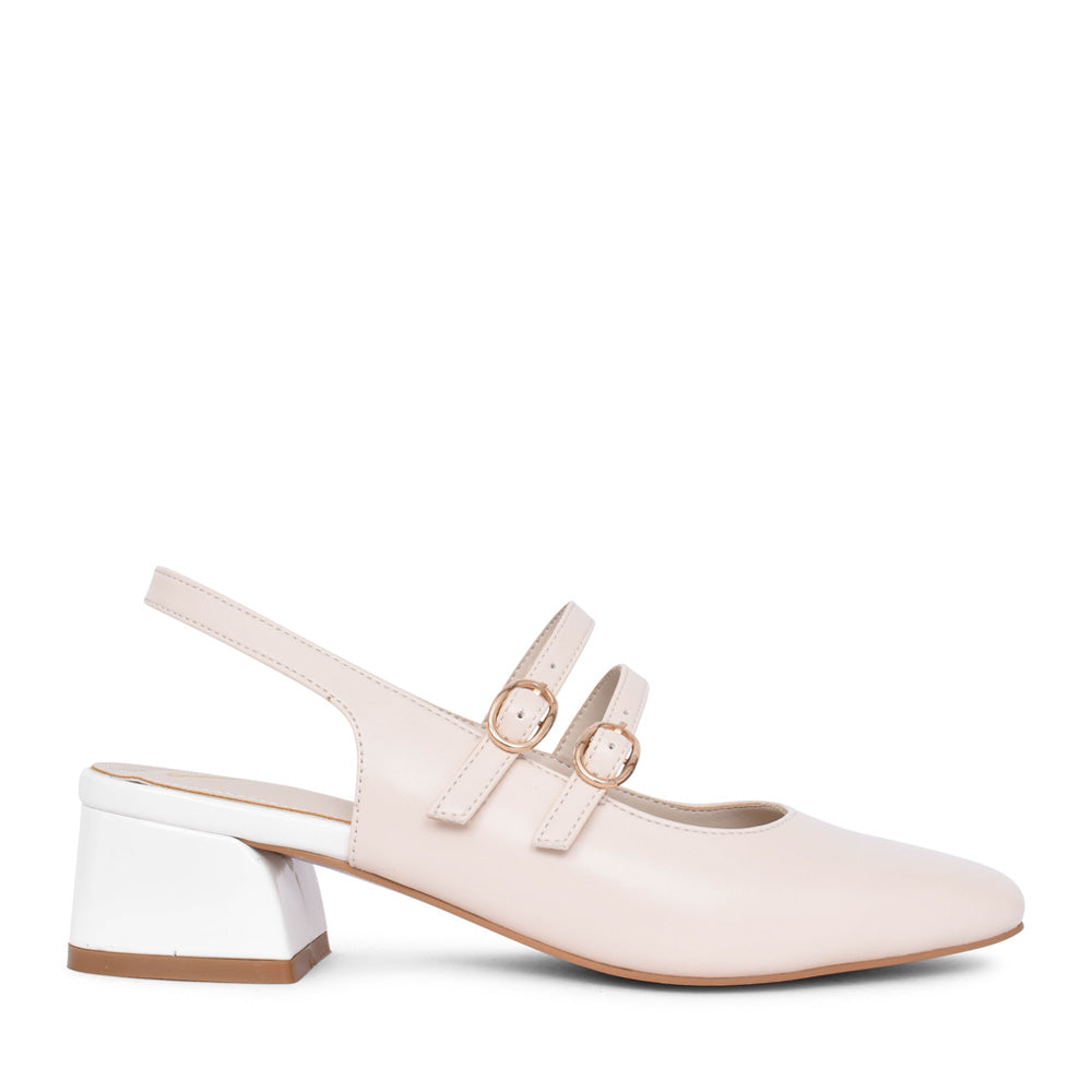 Ladies Trapeze 19 Low Heel Sling Back Shoe In Cream