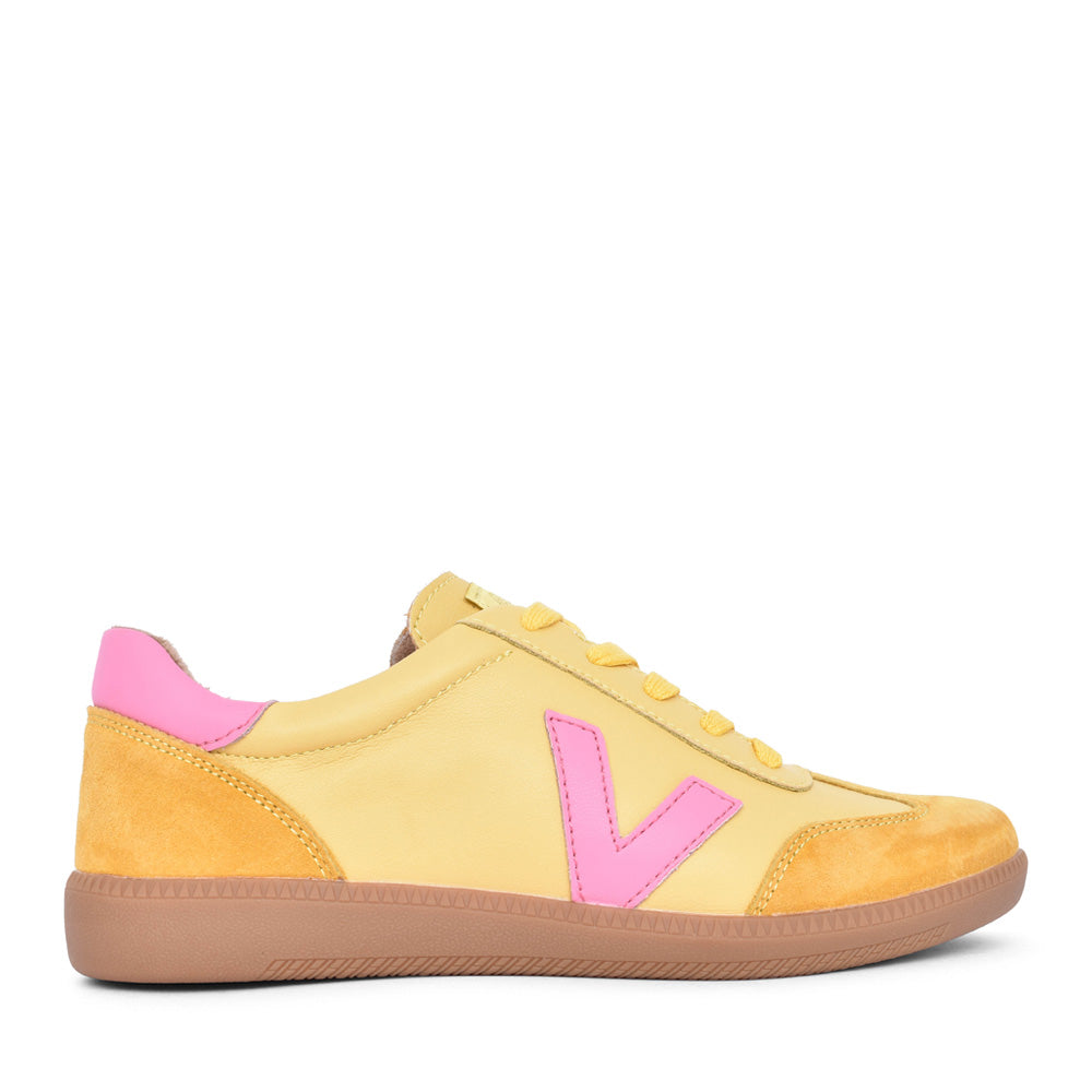 Ladies Seventy Laced Trainer In Yellow
