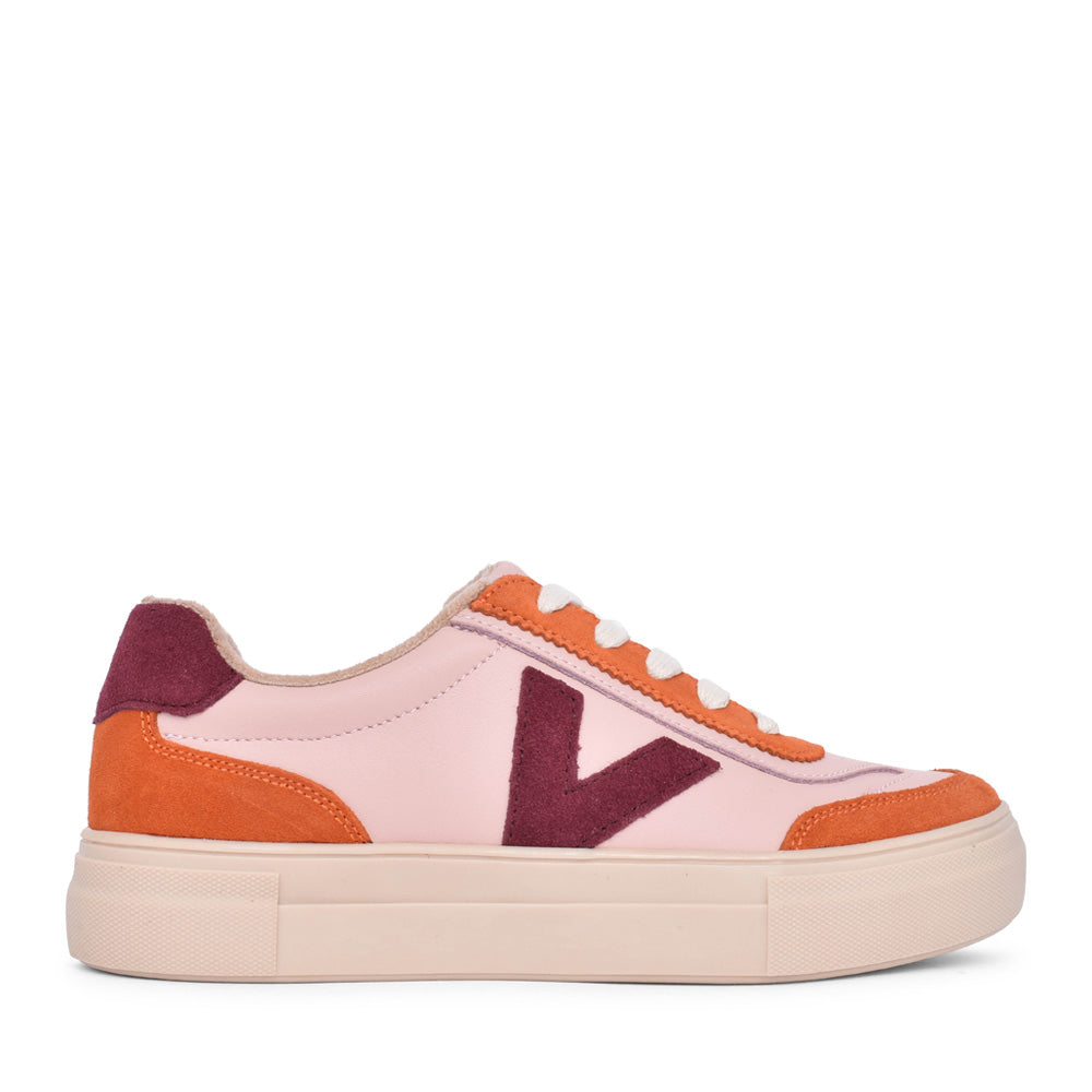 Ladies Eighty Laced Trainer In Orange